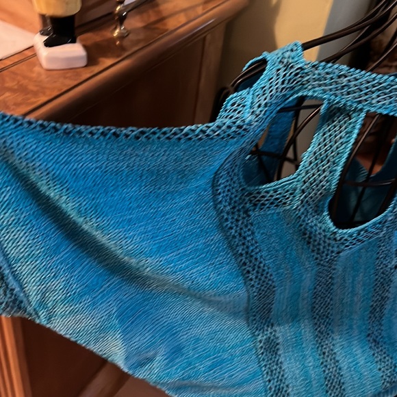 Beautiful teal with black sweater cold shoulder beautifully made. - Picture 2 of 6